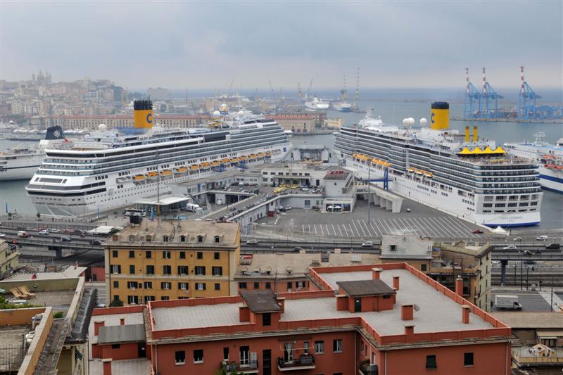 Costa is driving growth through an aggressive newbuilding program. Pictured here are Costa newbuilds, the Luminosa and Deliziosa in Genoa.