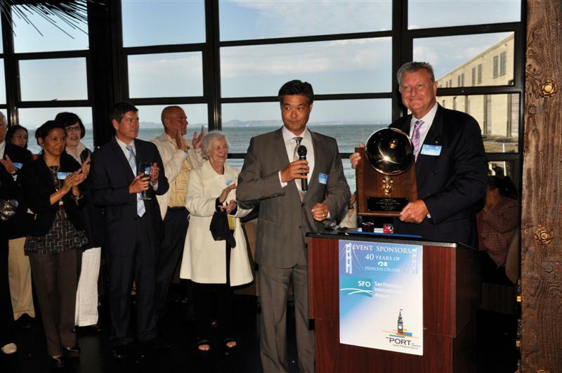 Rodney Fong (left), President of the San Francisco Port Commission presents