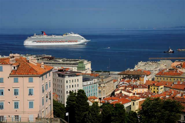 The 130,000-ton Carnival Dream, Carnival Cruise Lines’ largest ship, is shown here conducting sea trials in the Adriatic Sea in preparation for its Sept. 21 debut from Europe.