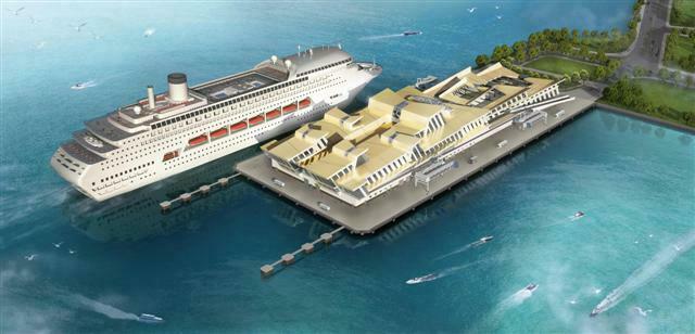 Rendering of the new cruise terminal in Singapore