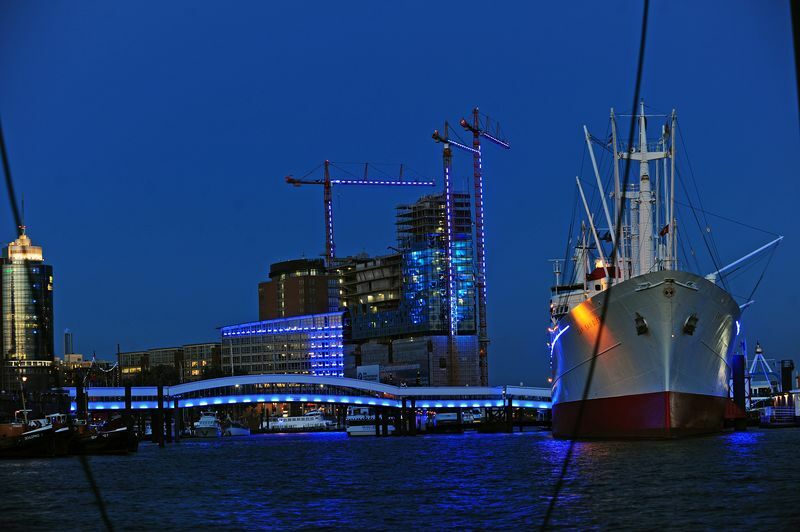 A blue port in Hamburg in 2010.