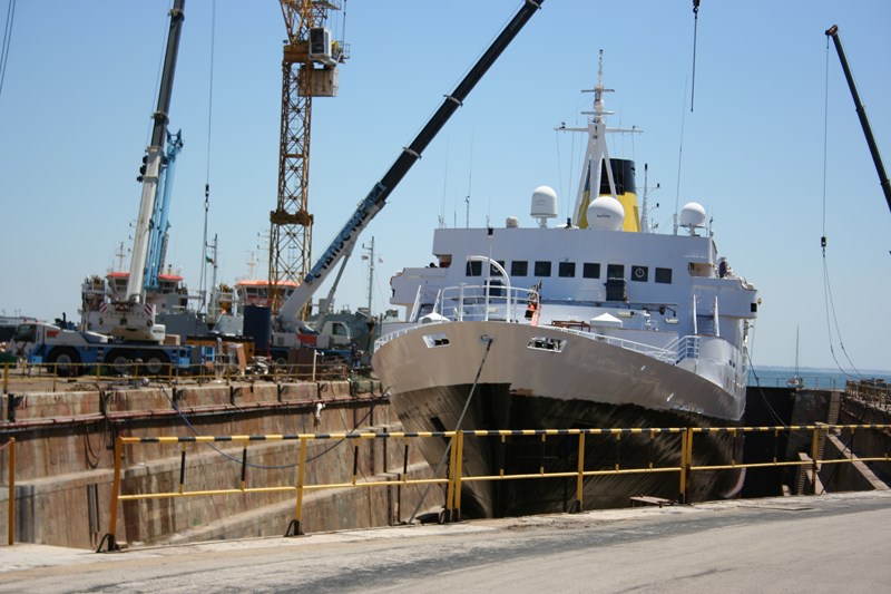 The Porto in drydock in Lisbon
