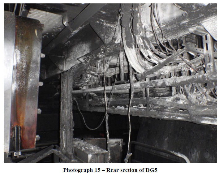 Damage following the fire to DG5