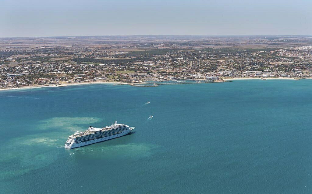 Radiance of the Seas in Geraldton, which is generally the first or last port on Western Australia itineraries.