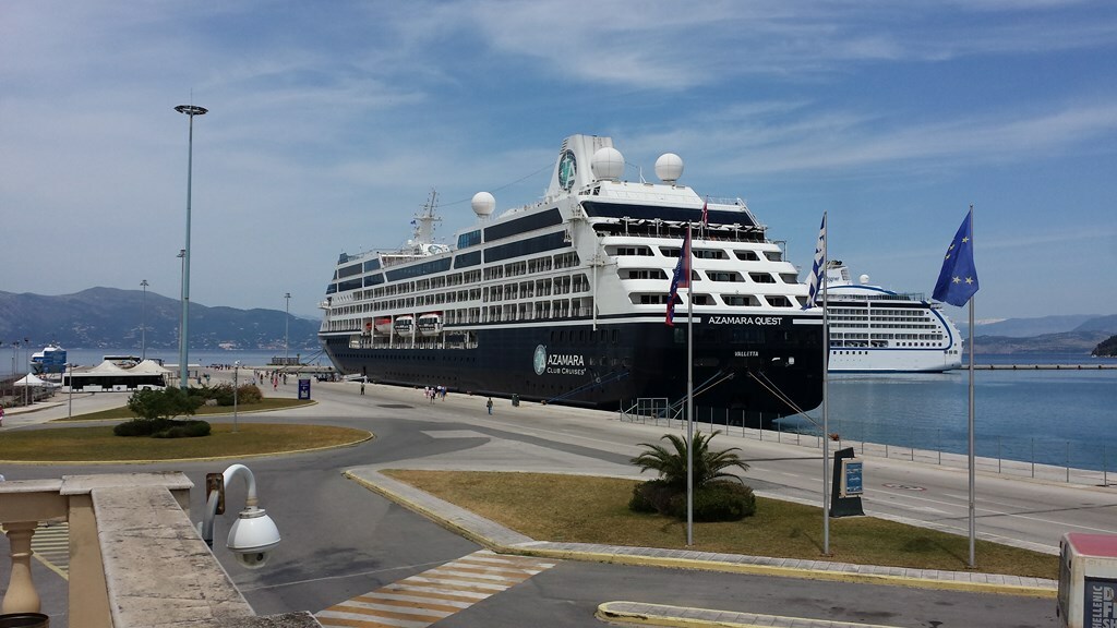 Azamara and Regent call in Corfu early in the 2015 cruise season. 