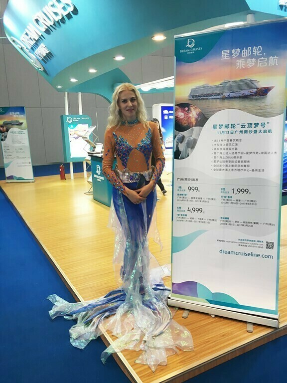 Dream Cruises' branding platform features a mermaid.