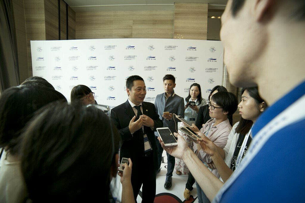 Min Fan, president and CEO, SkySea, takes questions from the media.