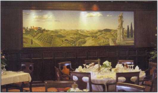 An oil painting by Bas Sebus commissioned for the QE2s Caronia Restaurant
