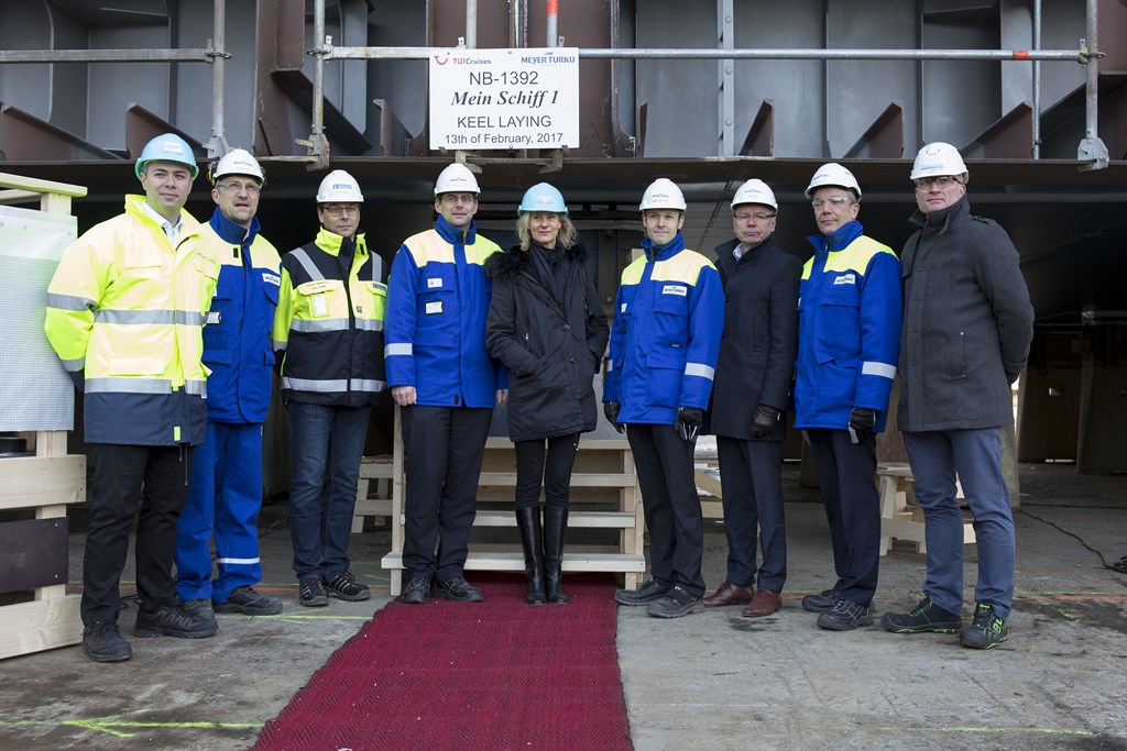 At the keel-laying ceremony for the Mein Schiff 1