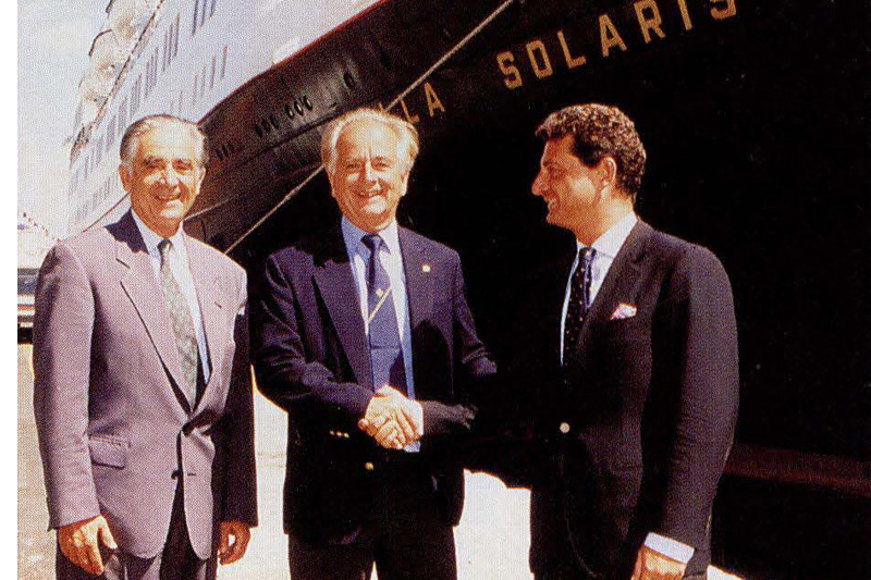 Sun Line was headed up by the Keusseoglou family (Photo: Right: Alex Keusseoglou, president in 1995) and Marriott, at the time, actually had an ownership stake in Sun Line’s vessels, and worked closely with the Keusseoglous to build up the brand.