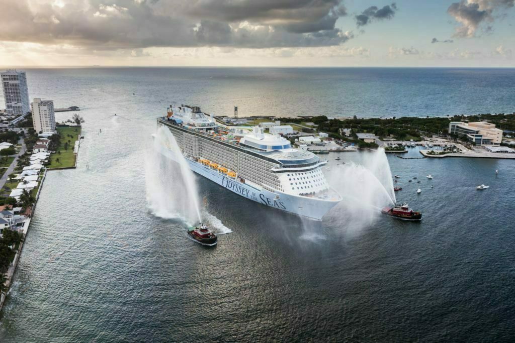 Odyssey of the Seas sails into Port Everglades.