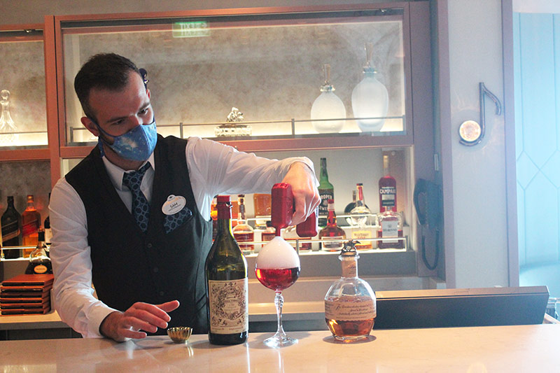 Preparing signature drinks in the Nightingale Lounge