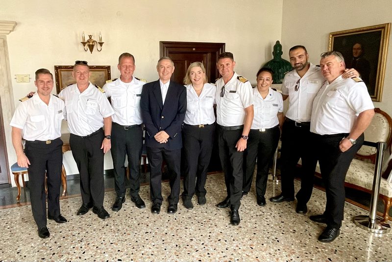 Mike Pawlus (center) with Azamara officers