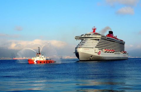 The Valiant Lady sails in Gibraltar