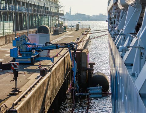 AIDA connects to shore power