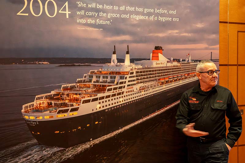Jonathan Atkin with his shot of the Queen Mary 2 aboard the ship.
