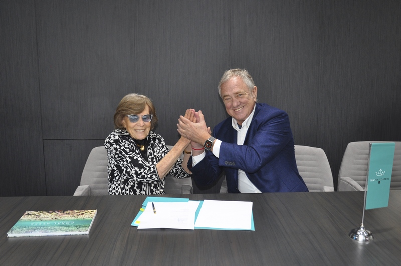 Silvia Earle and Pierfrancesco Vago after signing the partnership agreement in Geneva_March 2024