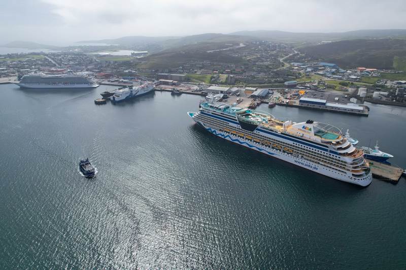 Viking and AIDA ships in Lerwick Harbour