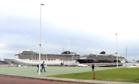 Explora II in Funchal along with ships from Costa and MSC