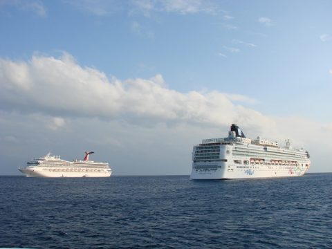 Ships anchored in Cayman