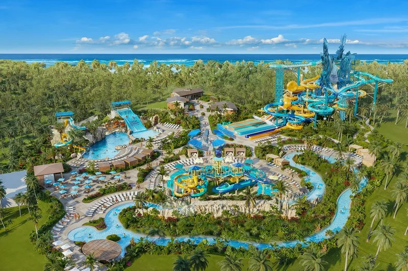 rendering aereo 1 del parco acquatico Great Stirrup Cay