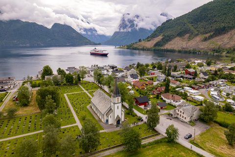 hurtigruten ship in saebo michel afflerbach