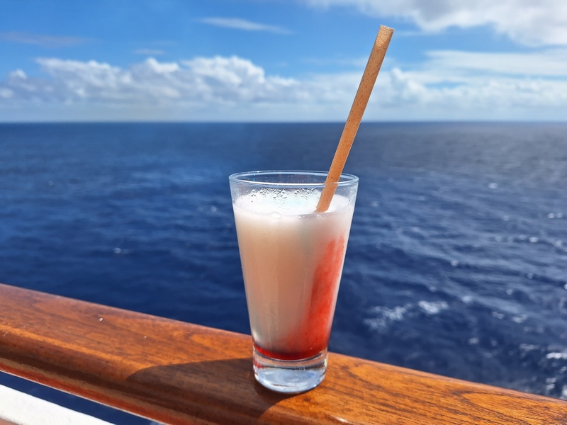 The Miami Vice served on NCL is a combination of a pina colada and strawberry daiquiri.
