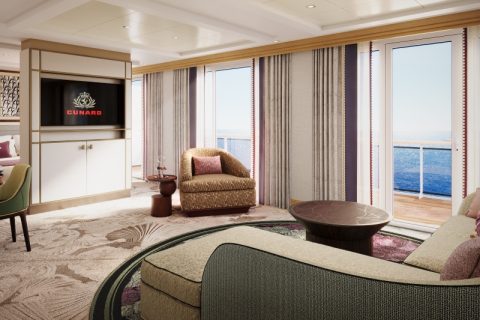 QM2 Queens Grill suite living room view