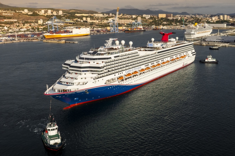Carnival Freedom departing Marseille shipyard